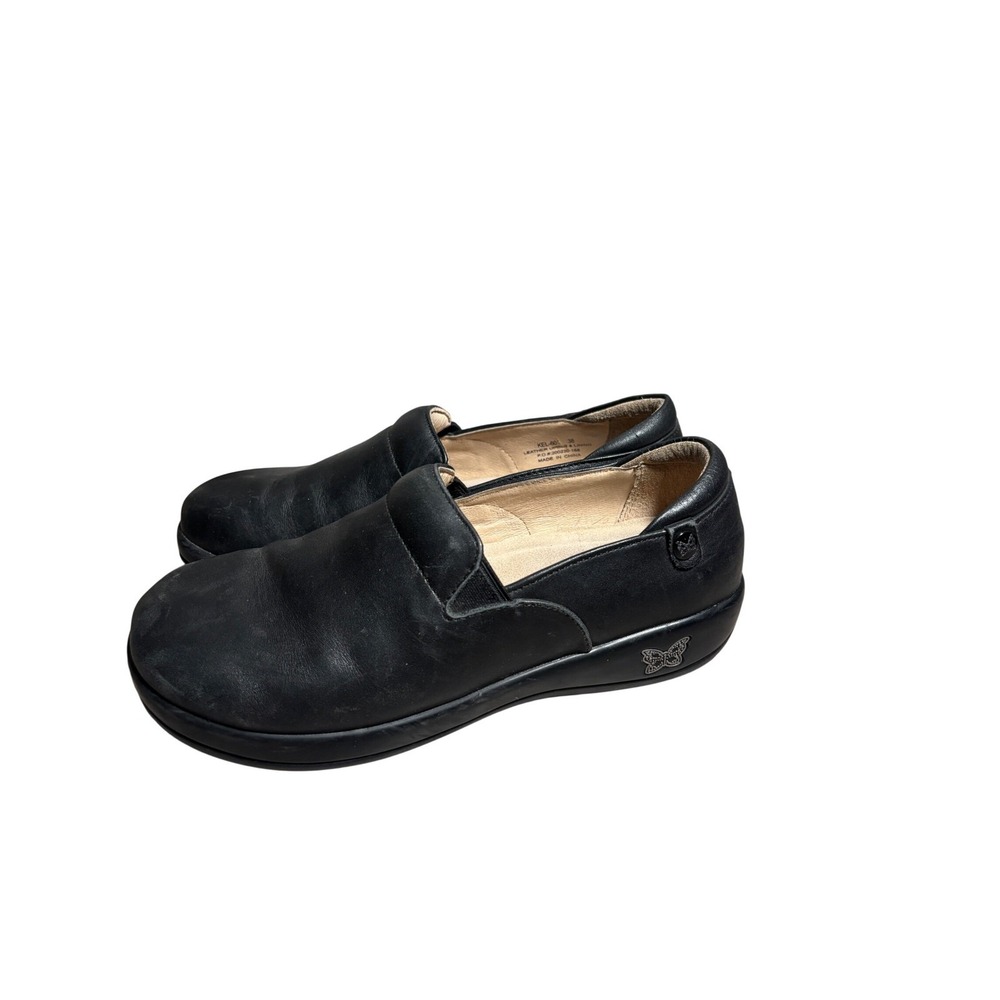 Alegria 7.5 Keli Black Leather Professional Slip On Clogs Shoes Career Office